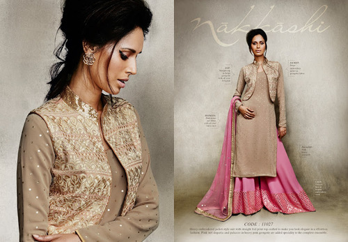 Georgette Beige Designer Palazzo Suit