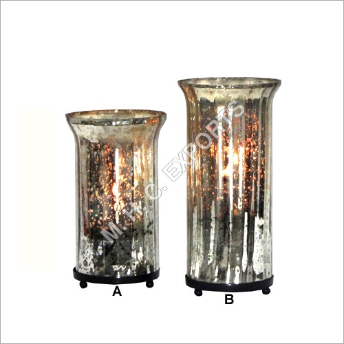 Silver Glass Hurricane Lamps