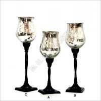 Rust Modern Hurricane Candle Holders