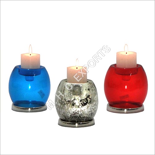 Glass Candle Stand - High Quality Glass, Intricate Handmade Design , Alluring Colors for Home and Event Decoration