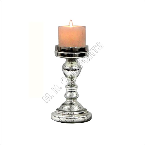 Silver Glass Candle Stand