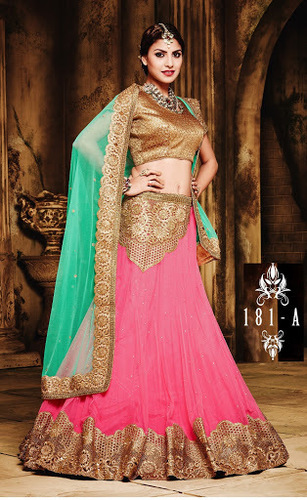 Hot Pink Net Lehenga Choli