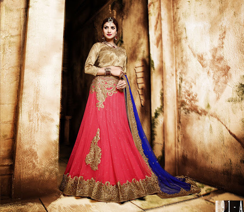 Hot Pink Net Lehenga Choli