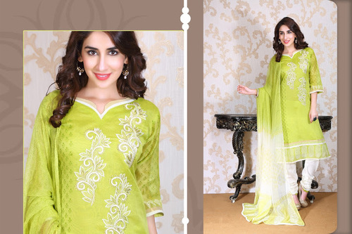 Liril Green Chanderi Silk Churidar Suit