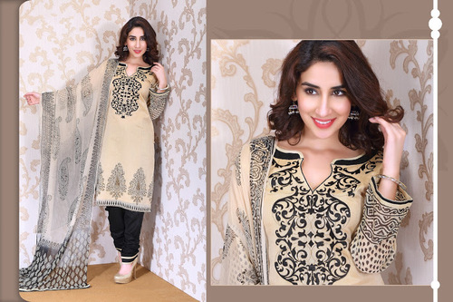 Peach Chanderi Silk Churidar Suit