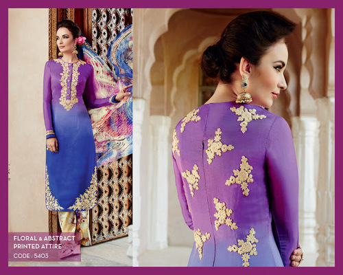 Multi Color Cotton Silk Palazzo Churidar Suit