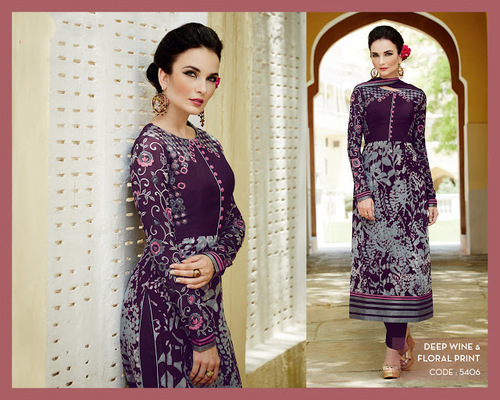 Wine Cotton Silk Pencil Style Churidar Suit