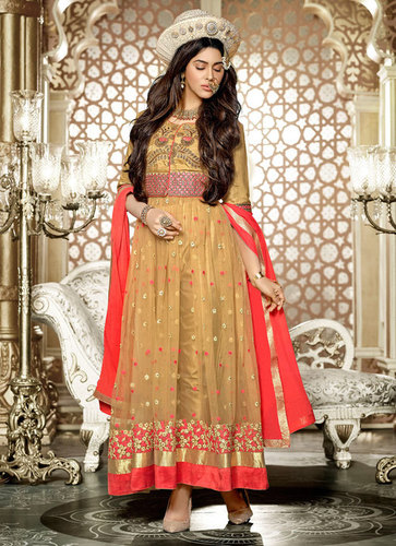 Beige Anarkali Salwar Suit