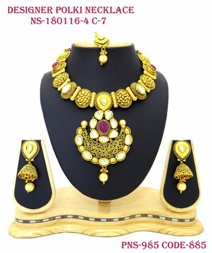 Polki Antique Necklace with Kundan