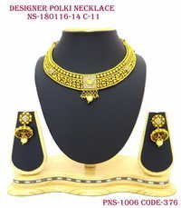 Designer Polki Antique Gold Necklace 