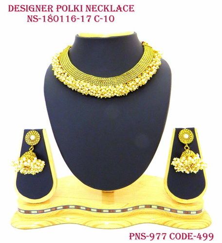 Designer Polki Pearl Necklace