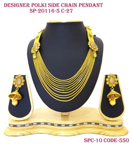 Side Polki Designer Chain Pendant