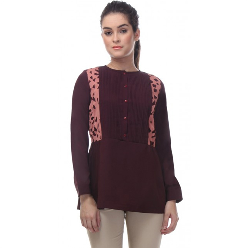 Isolde - Wine Half sleeves Relaxed Fit Top