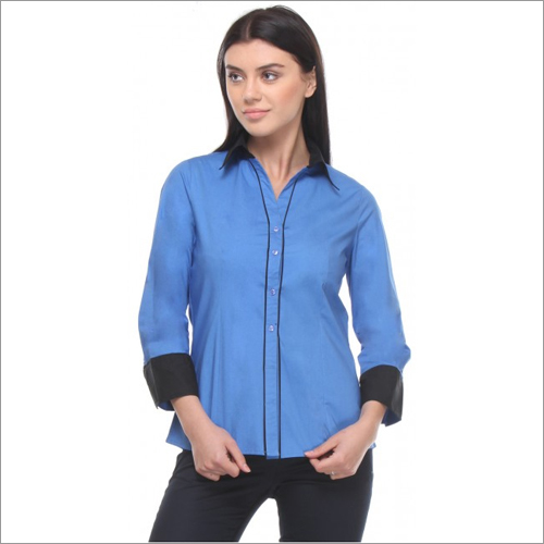 Brittany - Black & Blue Full sleeves Slim Fit Shirt