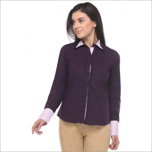 Olga - Aubergine Full sleeves Slim Fit Shirt