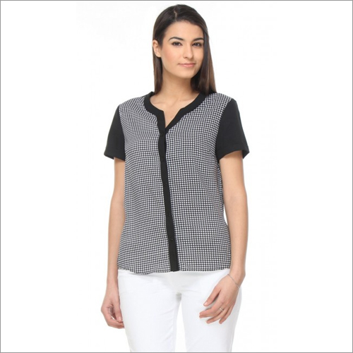 Fraser - Houndstooth Half Sleeve Relaxed Fit Top