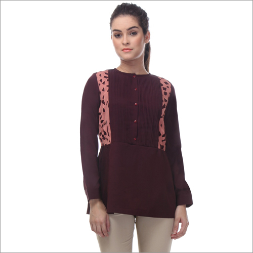 Isolde - Wine Half sleeves Relaxed Fit Top