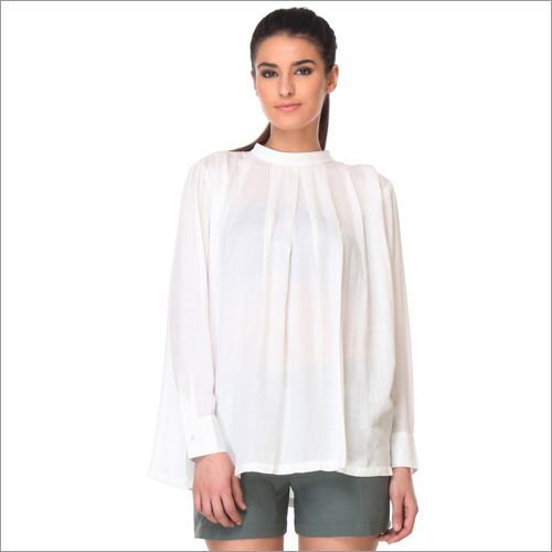 Yula - White Full Sleeves Relaxed Fit Top