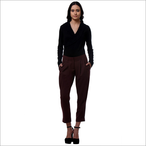 Zetta - Wine Straight Fit Trousers