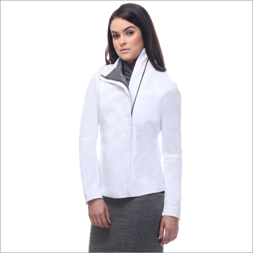 Verity - White Full sleeves Relaxed Fit Jacket