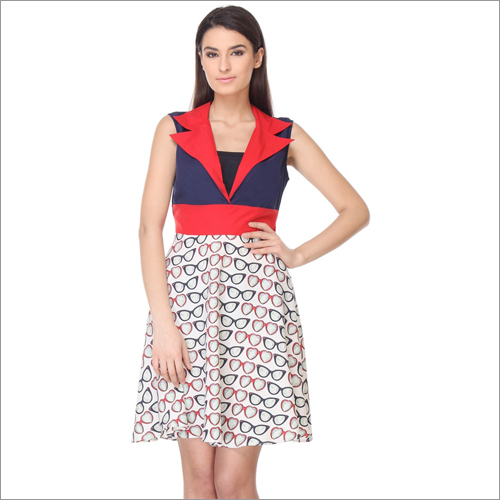 Tanner - White Glass Print Sleeveless Relaxed Fit Dress