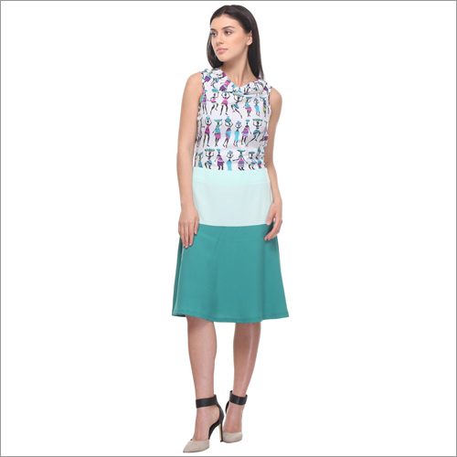 Valley - Polyester Green A-Line Fit Skirt, Knee Length, Elasticated Waist, Stylish Comfortable Elegant