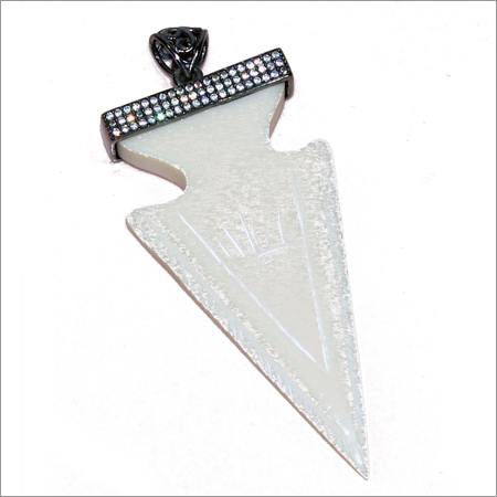 Bone Arrowhead CZ 925 Sterling Silver Pendant