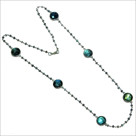 Labradorite 925 Sterling Silver Beaded Necklace