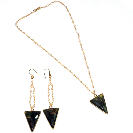 Labradorite with Pearl 925 Sterling Sliver Set