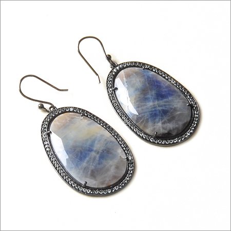 Multi Sapphire with Cz 925 Sterling Sliver Earring