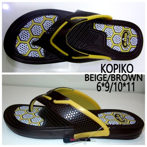 Fancy Gents Slippers - PVC, Sizes 6-11, Brown, Textured | Smooth Finish, Adjustable Strap, Non-Slip Sole, Lightweight, Comfortable