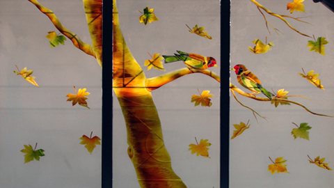 Bird Glass Painting