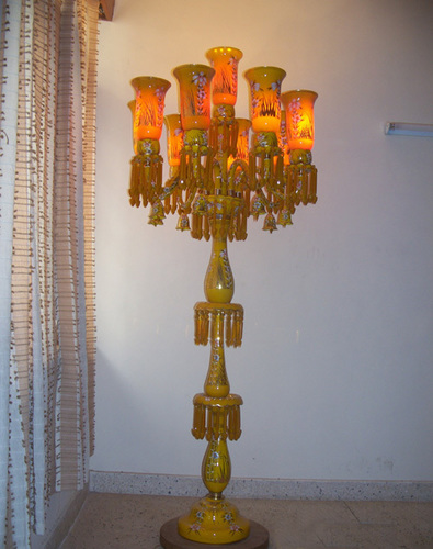 Yellow and Orange Pedestal Lamp