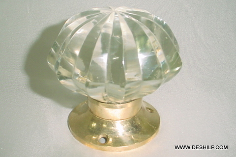 Dlite Crafts Clear Cut Glass Door Knob - Color: White And Golden