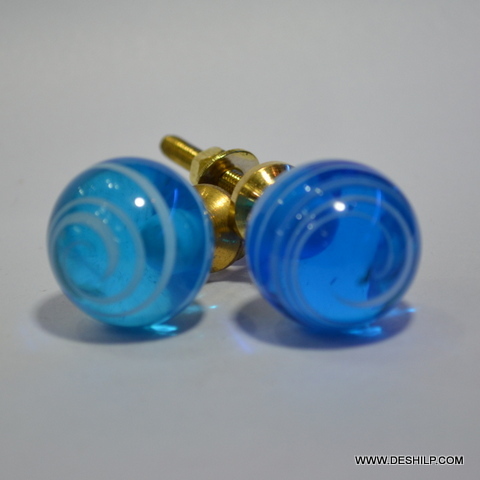 Cabinet Glass Door Knobs - Color: Blue