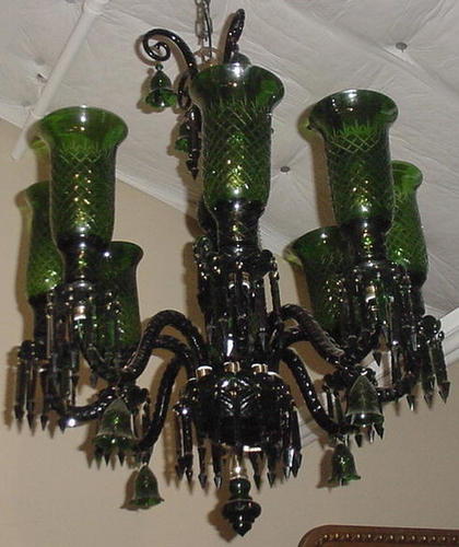 Traditional Glass Candle Chandelier - Color: Green