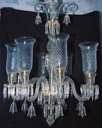 Glass Led Chandelier Light - Glass & Metal, 18-30 Inch, Transparent Color, Handmade Finish , Meticulous Craftsmanship With Polished Details