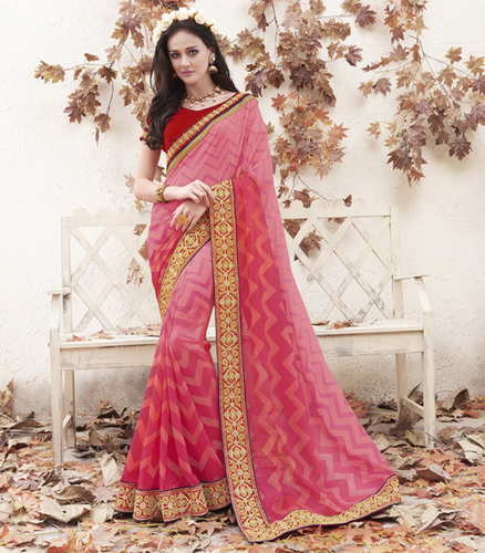 Lace Border Embroidered Saree