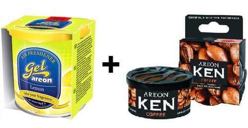 Areon Gel Coffee Car Perfume 80 Grm - Gel, 7x7x4 cm, Yellow | Long-Lasting Fragrance, Pleasant Aroma, Easy to Use