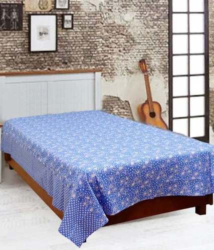 Cotton Flower Bedsheet - Cotton, 90x90 Inch, Blue | Soft, Colorfast, Skin Friendly, Durable, 2 Pillow Covers