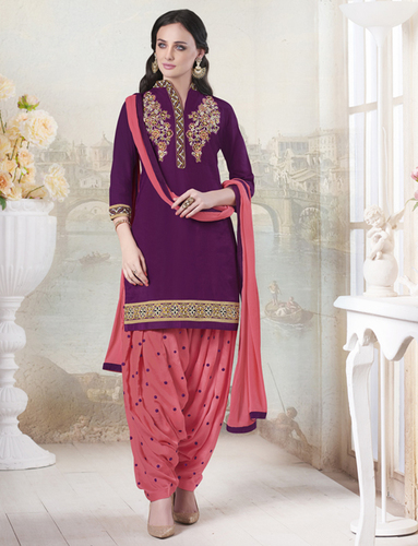 Ready Made Cotton Salwar Kameez with Chiffon Dupatta