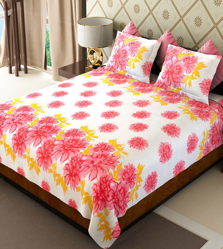 Cotton Flower Bedsheet - Cotton, 90x90 Inch, Pink | Soft, Skin Friendly, Colorfast, Floral Pattern, 3-Piece Set