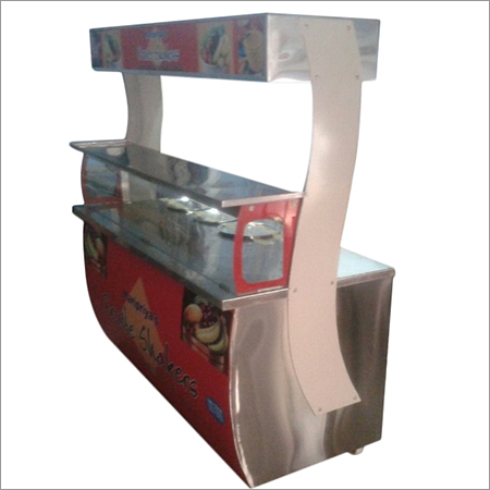 Push Cart - Stainless Steel, Variable Dimensions, Red | Durable, Easy Setup, Mobile Food Service, Versatile with Two Shelves and Four Wheels