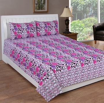 Cotton Flower Bedsheet - Cotton, 90x90 Inch, Pink | Skin Friendly, Colorfast, Durable, Includes 2 Pillow Covers