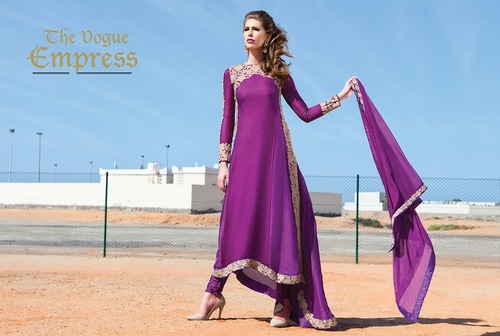Purple Pure Georgette Anarkali Suit
