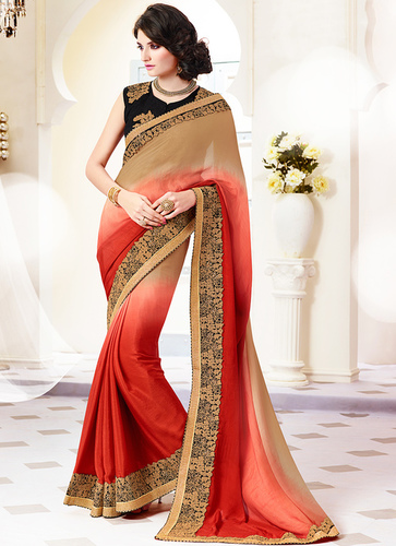 Multi Color Pure Chiffon Saree