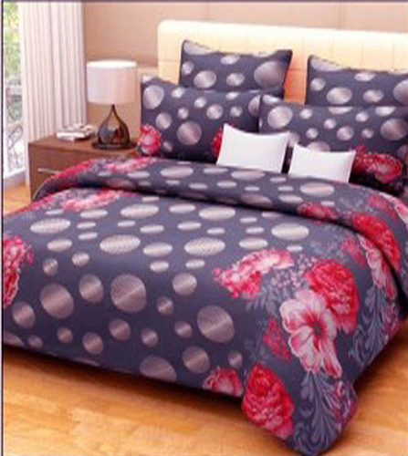 Designer Bedsheet - Cotton, 90x90 Inch, Grey | Soft Touch, Colorfast, Durable, Floral Pattern, 3 Pieces Set