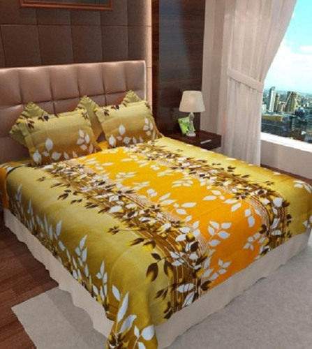 Cotton Flower Bedsheet - Cotton, 90x90 Inch, Yellow | Soft, Colorfast, Skin Friendly, Gift Ready