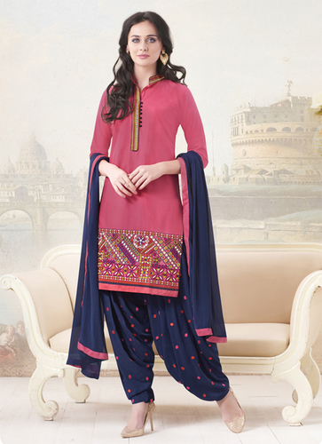 Pure Cotton Embroidered Patiala Suit