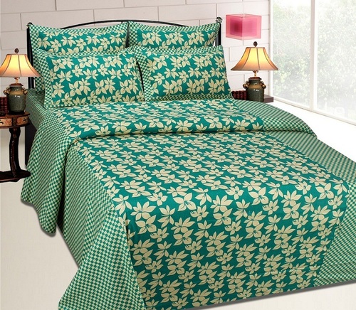 Cotton Flower Bedsheet - Cotton, 90x90 Inch, Green | Soft, Colorfast, Skin Friendly, Durable, Gift-Worthy